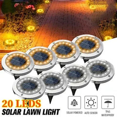 LED Outdoor Solar Power Disk Light Outdoor Garden