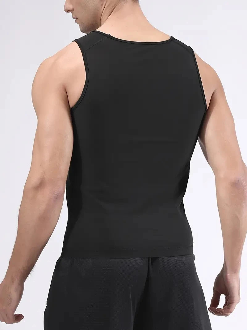 Sauna Suit for Men Waist Trainer Vest Zipper Body Shaper with Tank Top Sweat Workout Trimmer