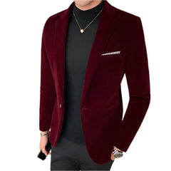 Men Wedding Groom Singer Costume Slim Blazer Formal Wear Dress Burgundy Velvet Blazers for Men Fashion Casual Suits Jackets 5XL