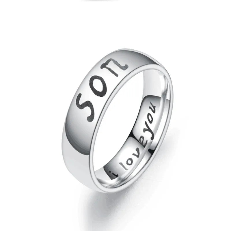 I LOVE YOU Titanium Steel Ring DAD MOM SON DAUGHTER Couple Ring