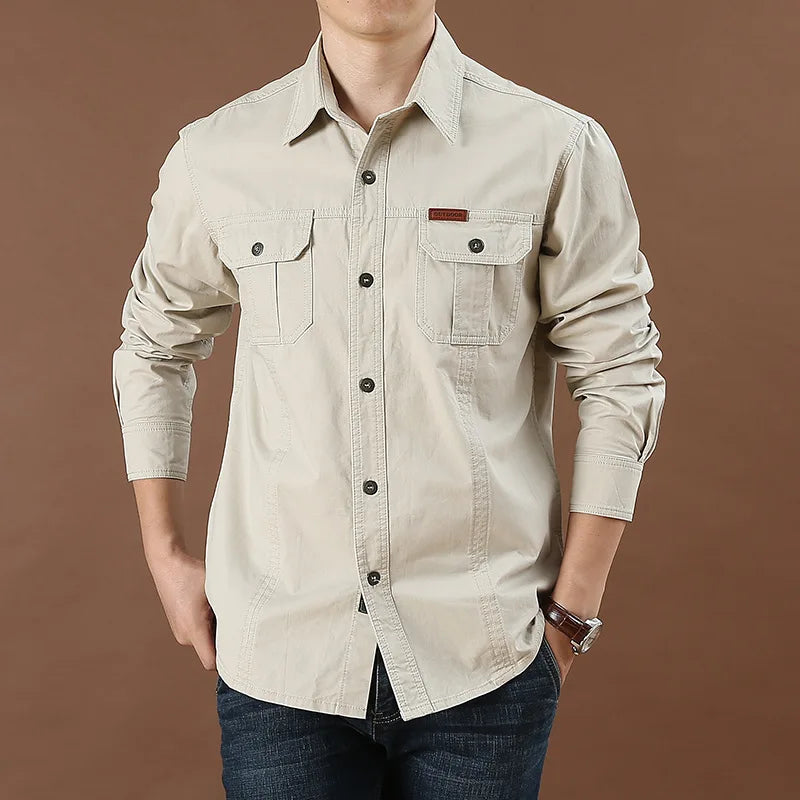 Men's casual loose long-sleeved shirt