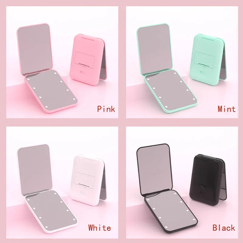 Pocket Mirror, LED Compact Travel Makeup Mirror with Light for Purse