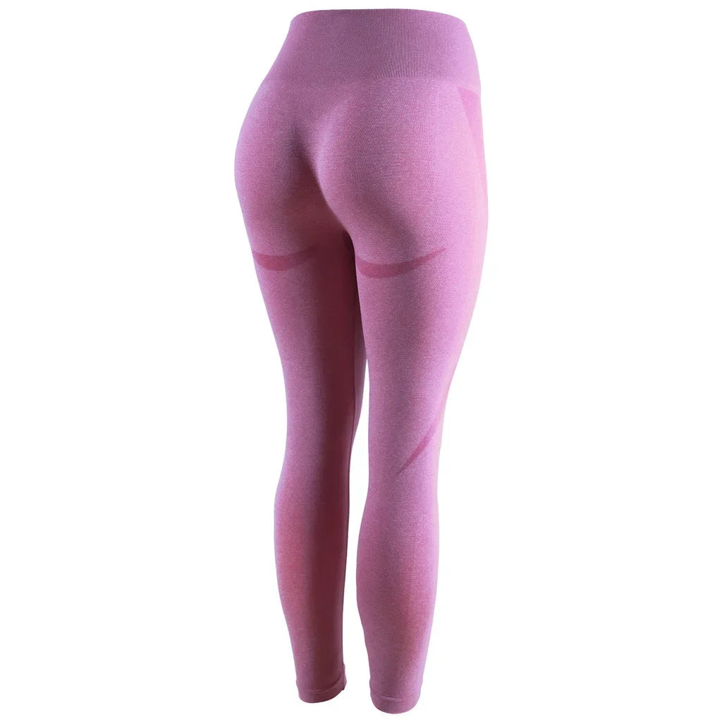 Women Solid Yoga Leggings Gym Running Leggings High Waist Hip Liftting Seamless Knit Fitness Fashion High Elastic Skinnly Pants