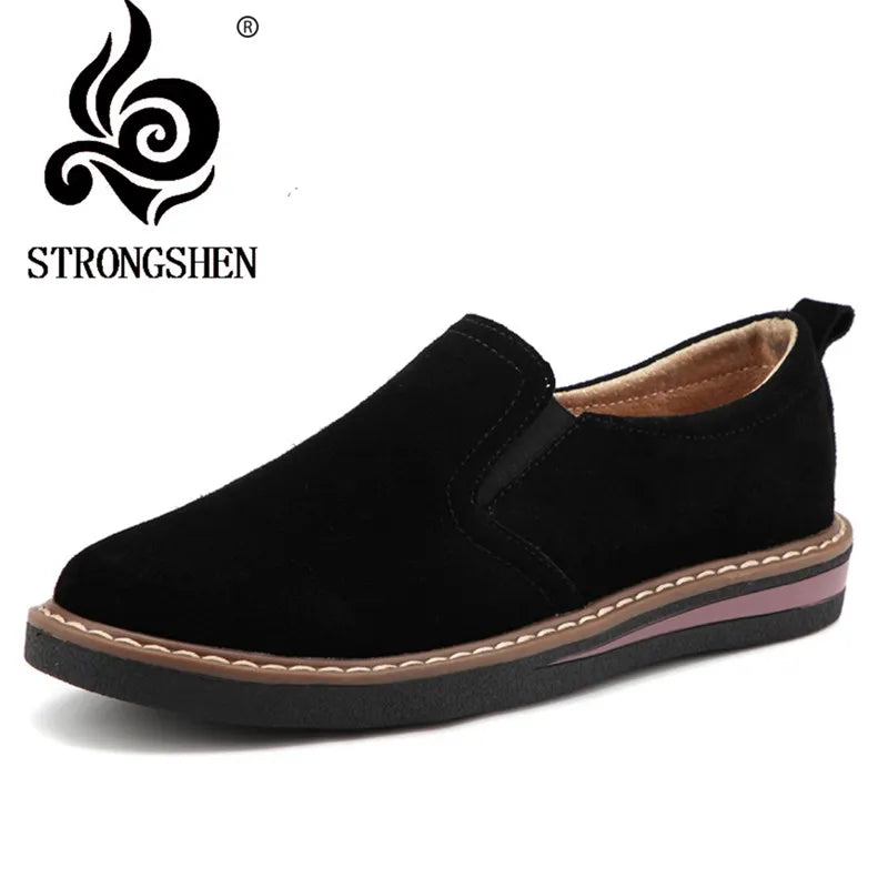 Black Women's Shoes Flat Loafers Jazz Oxford