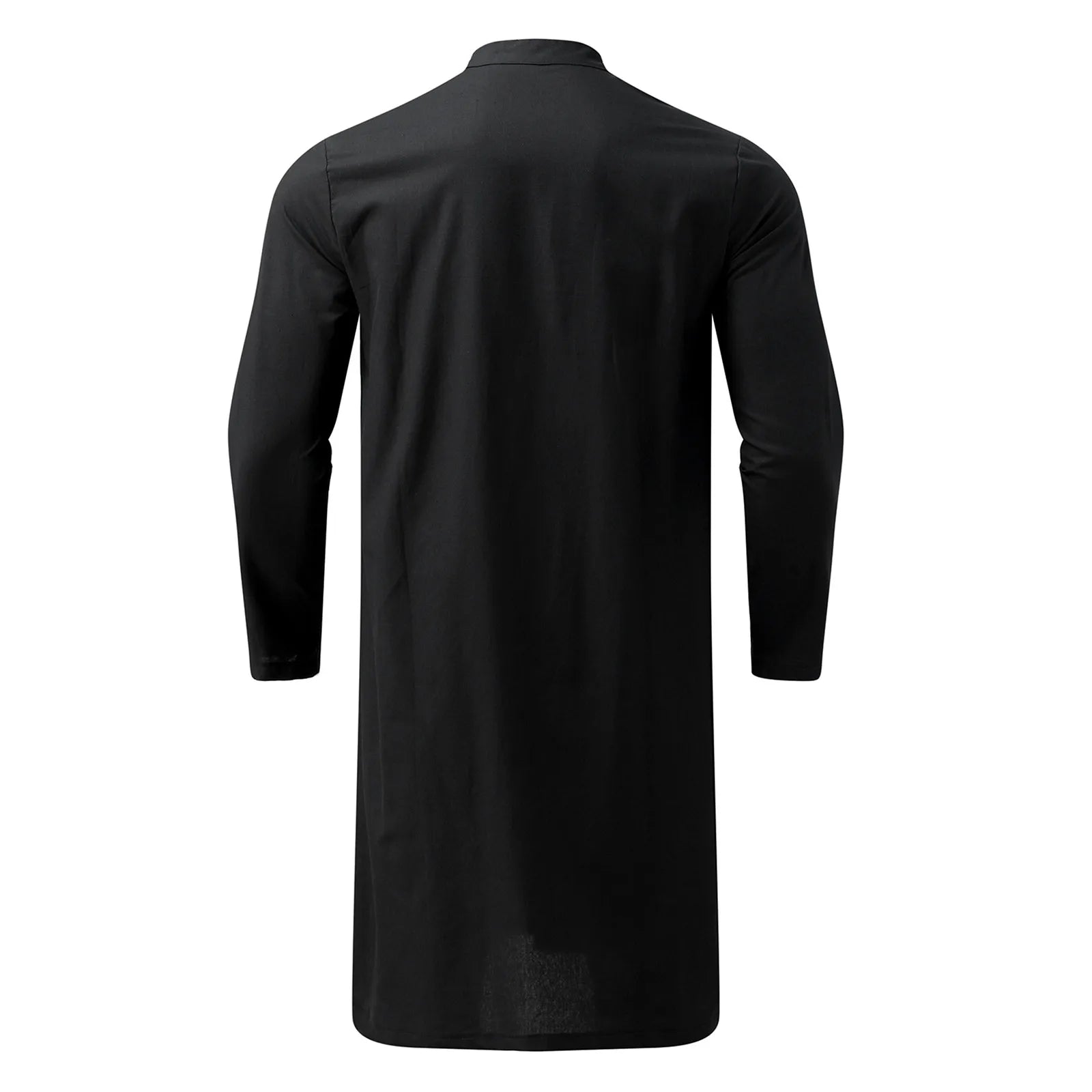 Men's Long Sleeve Button Jubba Thobe Casual Solid Stand Collar Muslim Long Robes Islamic Musulmane Kaftan Pakistani Dubai Tops