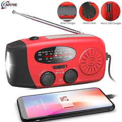 Portable Radio with AM/FM Flashlight Reading Lamp NOAA Weather Power Bank for Emergency Solar Powered Crank Handheld Radio