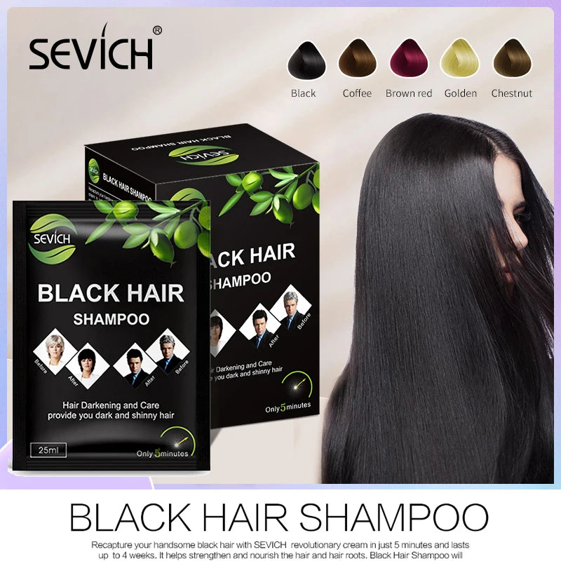 Sevich 10 pcs/lot Black Hair Shampoo 5 Minutes Faster Dye Hair