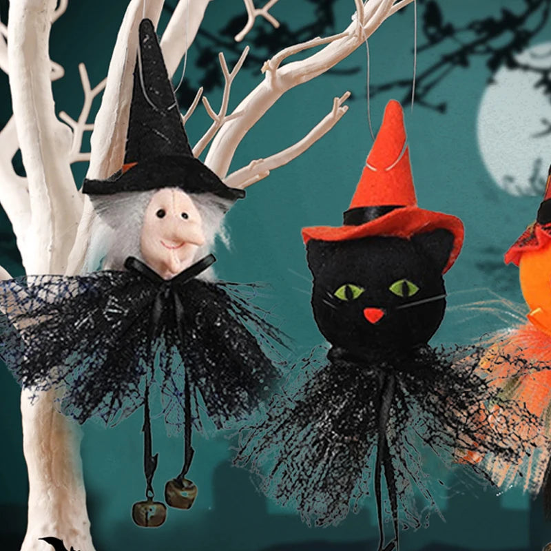 3PCS/Set Halloween Bar Tree Pendant Plush Doll Decor Ornament Party Scary Charm Decorate Cat Hanging Outdoor Decorations Prop