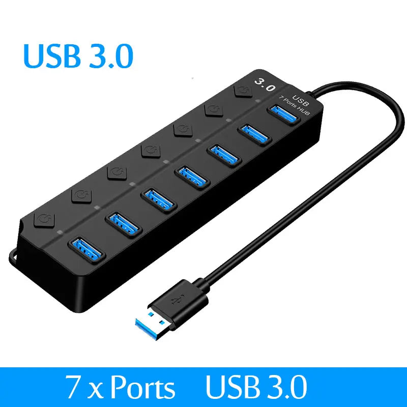 USB 2.0 Hub USB Hub 2.0 Multi USB Splitter Hub Use Power Adapter