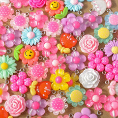 15pcs/lot Mix Cute Resin Flower Charms for Making Earrings Necklace Pendants DIY Handmade Kid's Jewelry Accessories