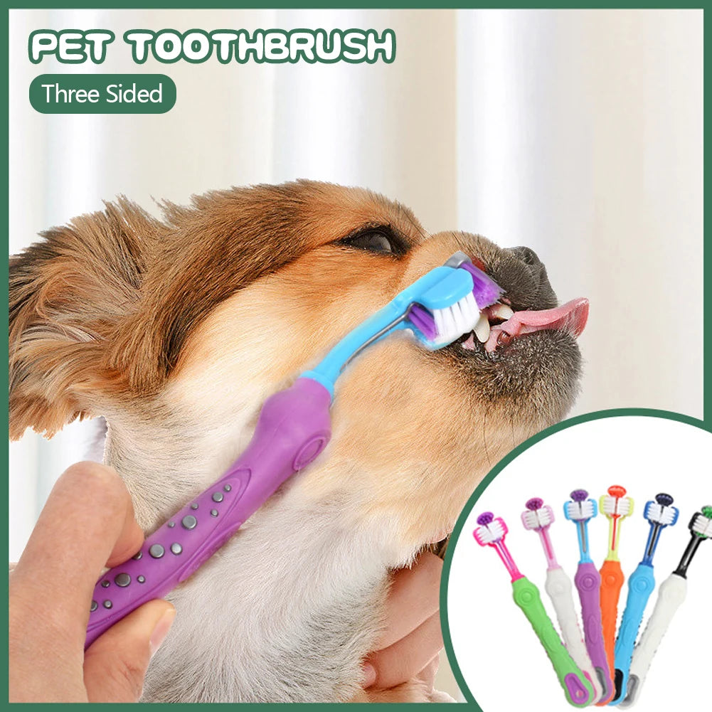 Three Sided Pet Toothbrush Three-Head Multi-angle Toothbrush