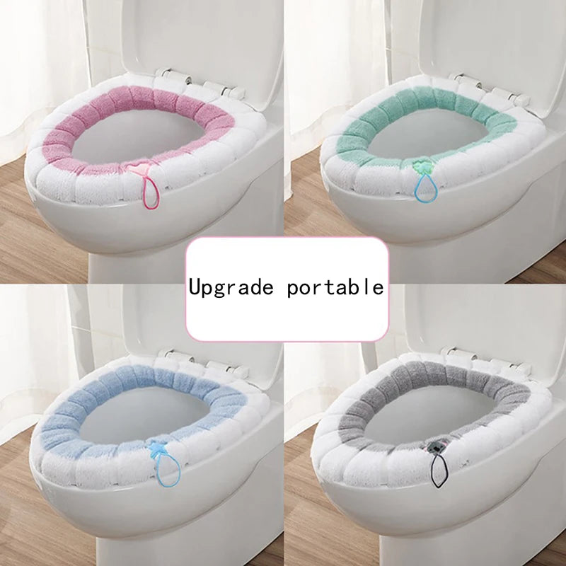 Bathroom Toilet Seat Cover Soft Warmer Washable Mat Cover Pad Cushion Seat Case Toilet Lid Cover