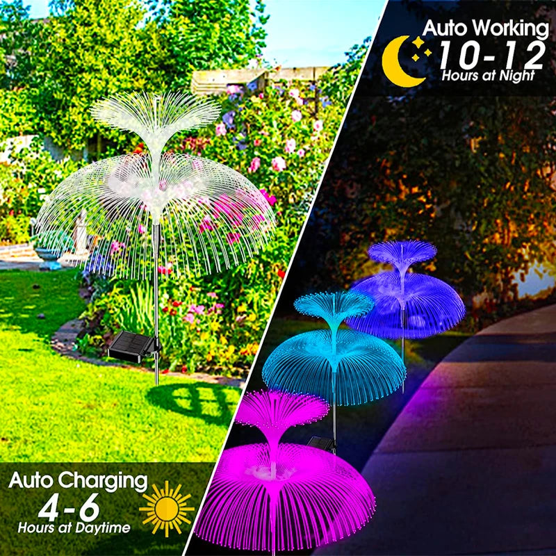 Solar Double Jellyfish Pathway Lights LED Garden Decor  Stake Light Waterproof Outdoor Yard Lawn Patio Solar Lawn Lamp