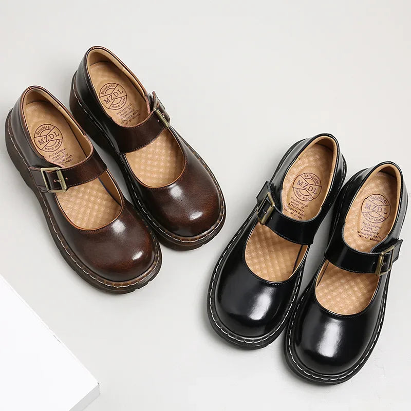 New Arrival Japanese Style Vintage Buckle Mary Janes Shoes