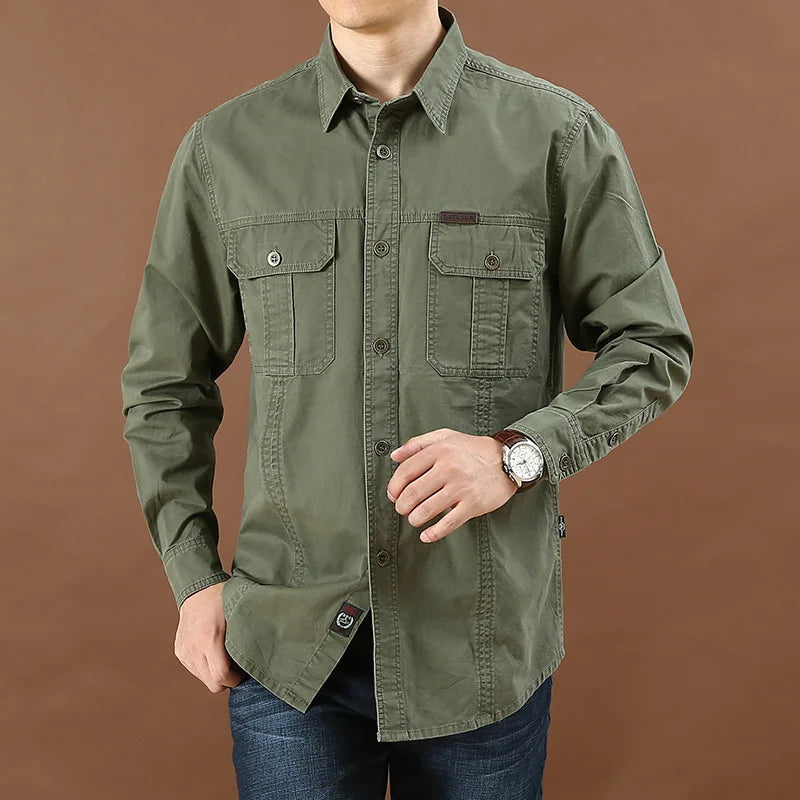 Men's casual loose long-sleeved shirt