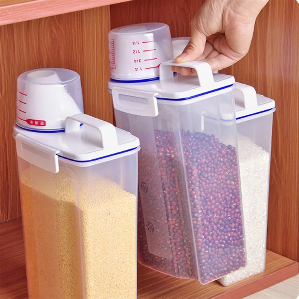 Plastic Cereal Dispenser Storage Box Kitchen Food Grain Rice Container