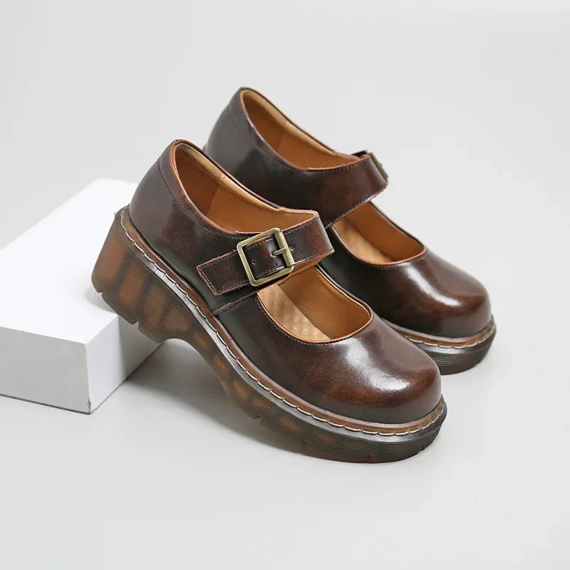 New Arrival Japanese Style Vintage Buckle Mary Janes Shoes