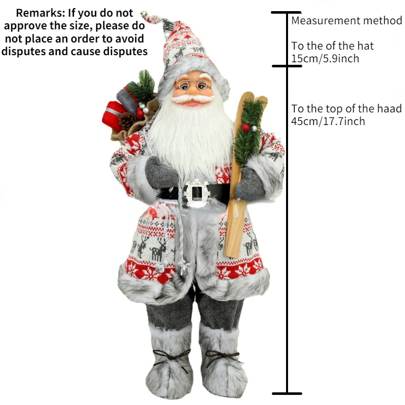 Santa Claus Silver Sequins Christmas Decorations Nordic Cross-border New Doll Ornaments 2023 Merry Christmas Home Decorations