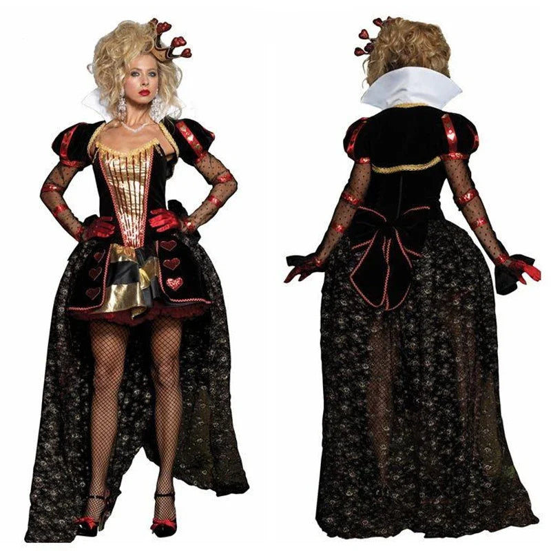 Women Deluxe Luxury Wonderland Queen Dress Halloween Costumes
