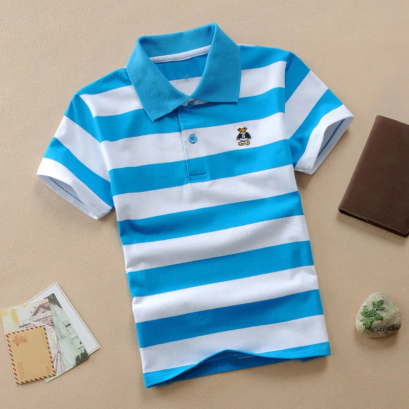 Summer Boys Polo Shirts Short Sleeve T-shirt For Kids Boy Bottom Solid Color Children Sweatshirts Baby Clothing 3-14T