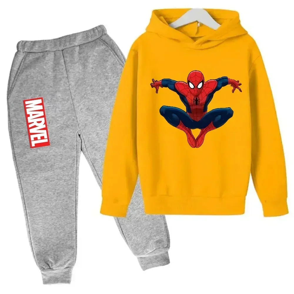 Marvel Spiderman Kids Hoodies Pant Suit 2pcs Set Boy Girl Spring Autumn Sweatshirt Clothes Tracksuits Children Hooded Sportsuit