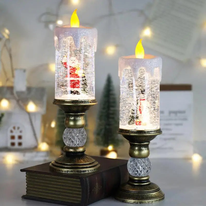 Christmas LED Candle Lights Fantasy Flameless Swirling Glitter Candle Lamp Crystal Electronic Candles For Christmas Party Decor