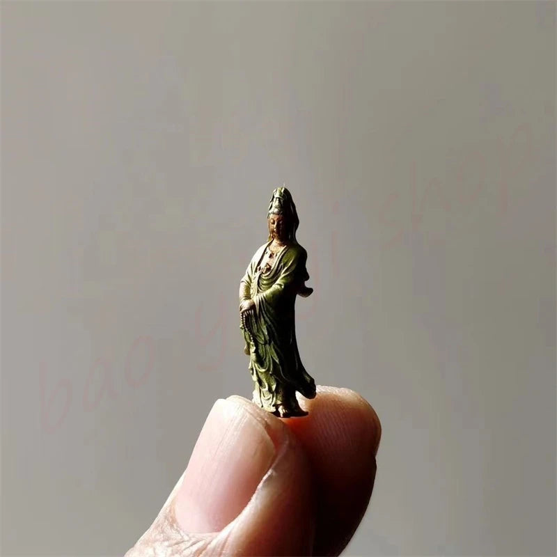 San Sheng-Painted Small Ornaments, Mini Buddha statues, Pure Copper, Exquisite Home Auspicious Tabletop Decoration