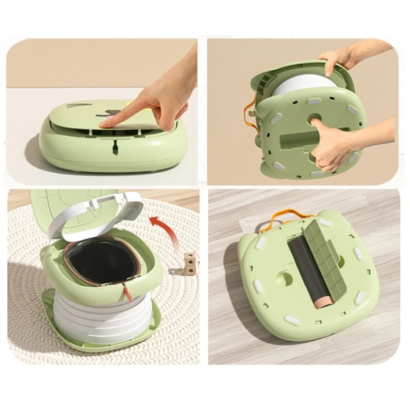 Portable Children Folding Toilet Cartoon Kids Toilet Lightweight & Compact Baby Travel Potty Easy to Carry Child Potty