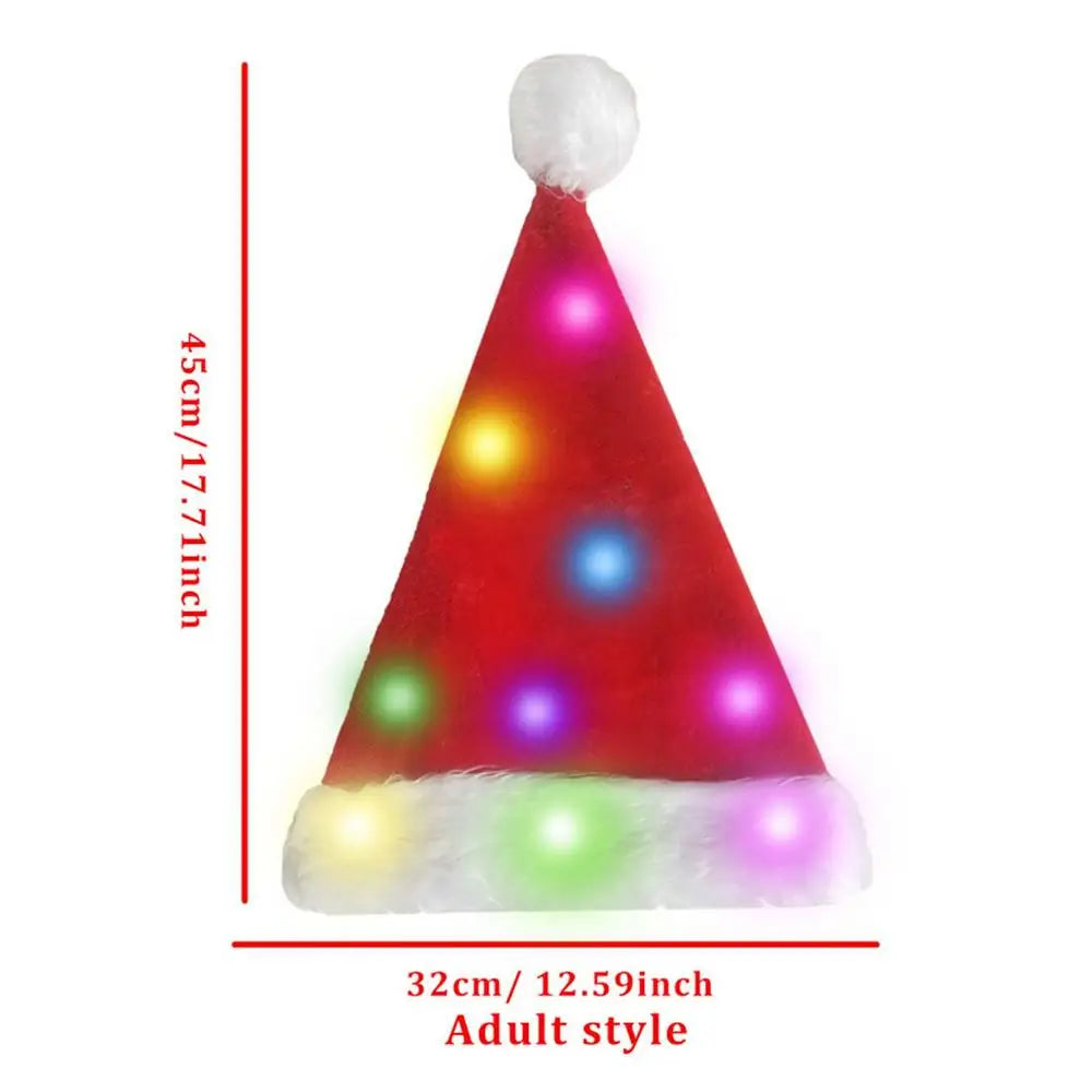 Adults Kids Christmas Hat HLED Christmas Hat Soft Plush Christmas Light-up Hat