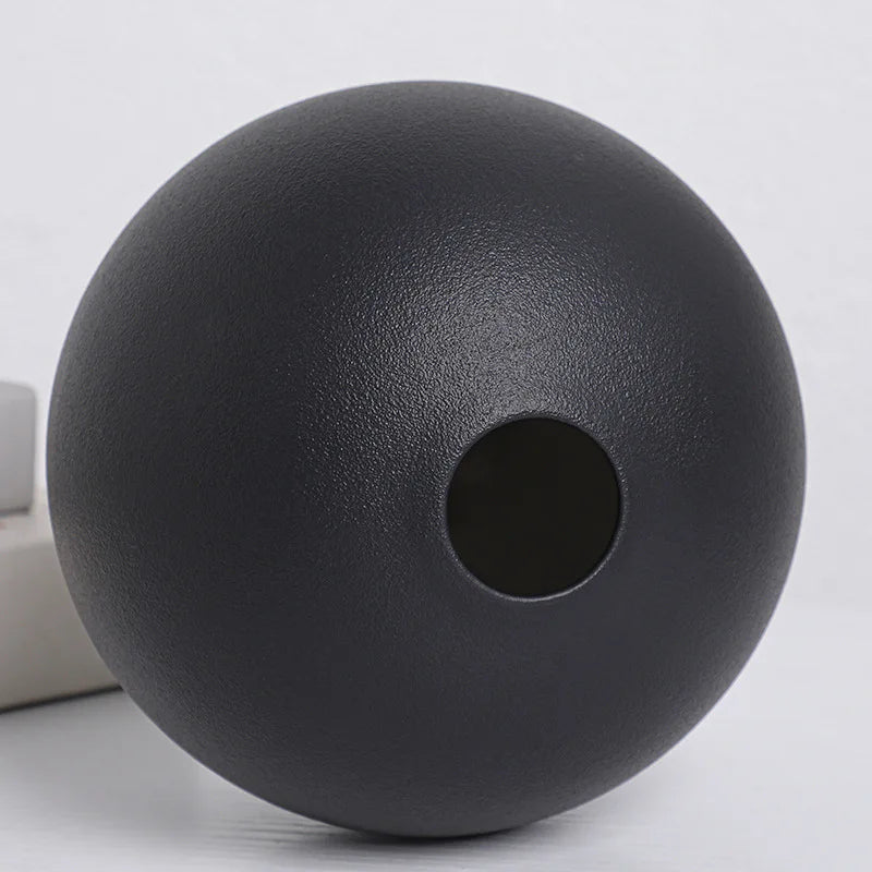 Ceramic Vase Black White Round Ball Flower Arranger Table