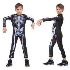 Halloween boy jumpsuit terrifying skull skeleton pattern ghost festival cosplay carnival performance costume