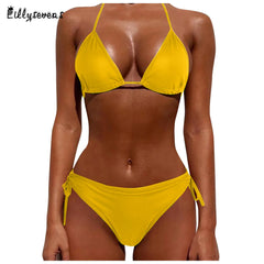 Women'S Split Bikini Set Fashion Classic Simple Solid Color Swimsuit