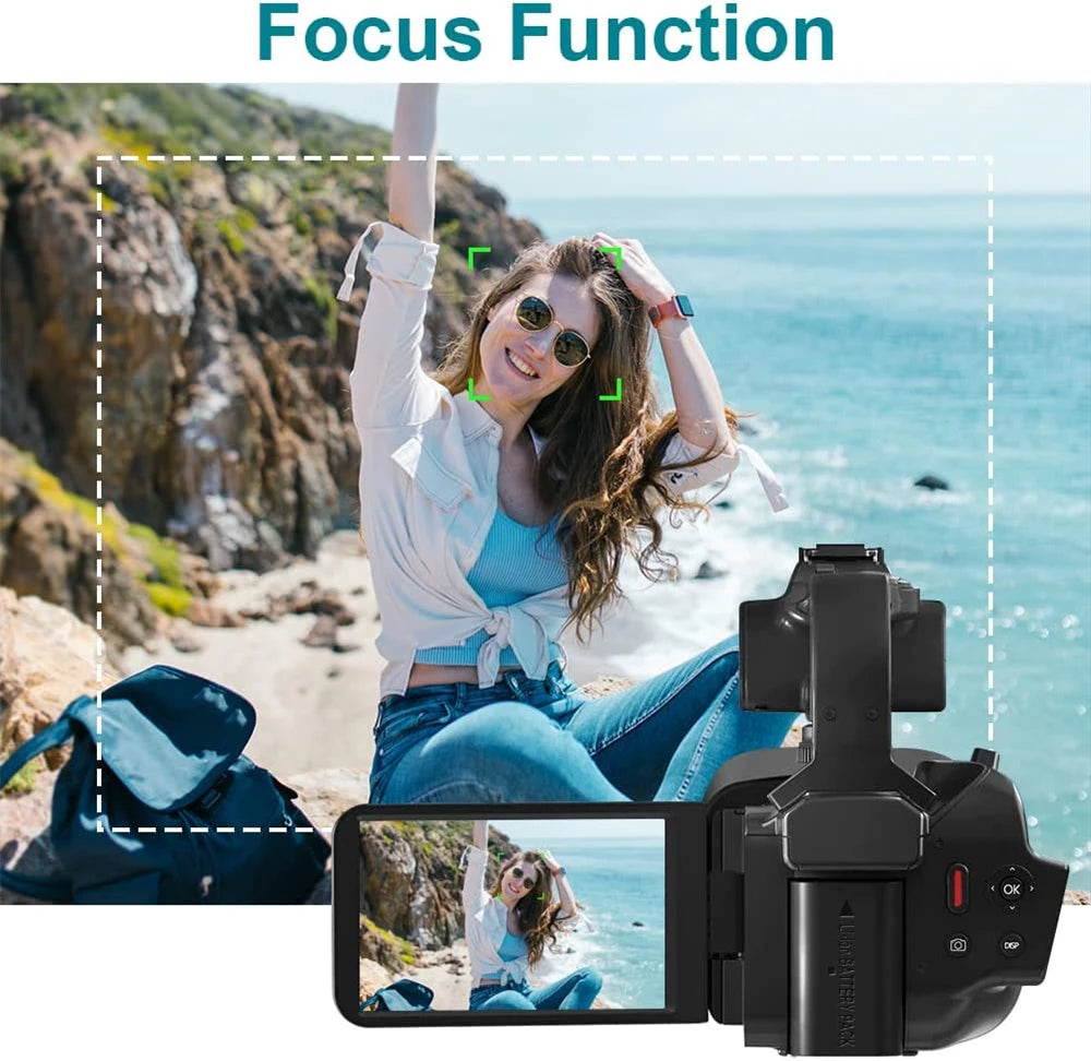 64MP Digital Video Camera 4K 60FPS Photography You tube Vlog Camcorder For Live Stream Webcam 18X Zoom 4" Rotate Touch Screen