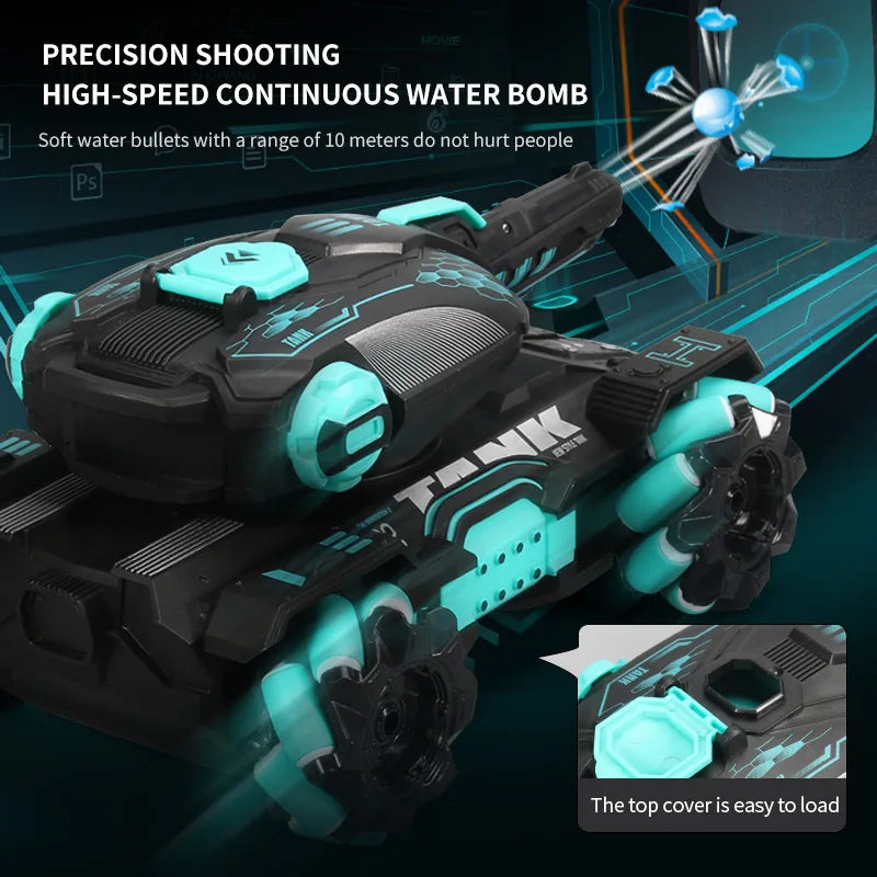 Rc Tanks 2.4G Dual Control Mode Armored Vehicle High Speed Water Bombs Induction Watch Remote Double Control Toy