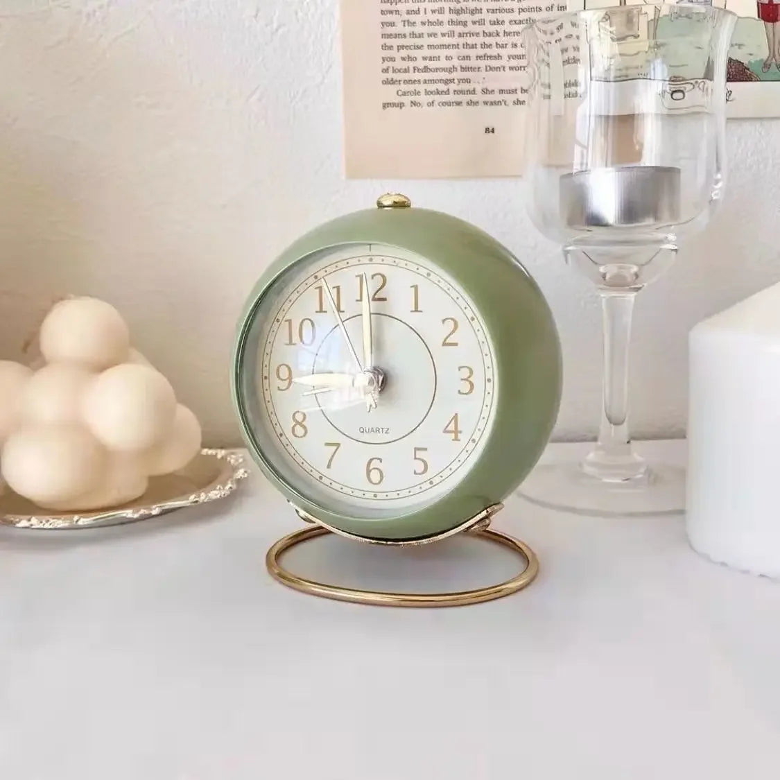 Light Alarm Clock with Night Light Silent for Bedroom Decoration Small Quartz