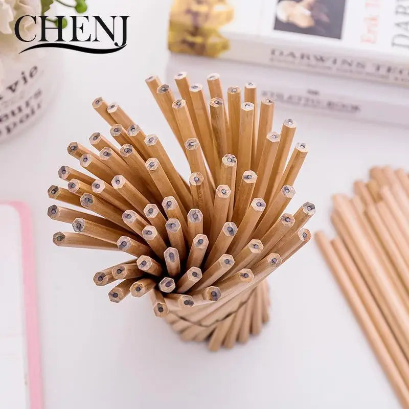 50Pcs Eco Friendly Natural Wood Pencil HB Blank Hexagonal Non-Toxic Standard Pencil