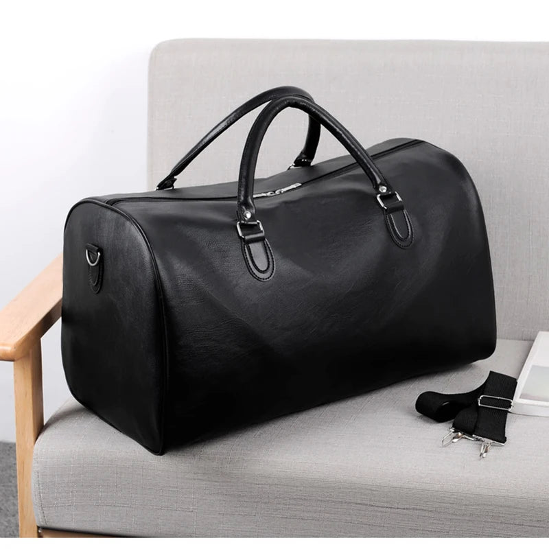 Travel Tote Handbag Luggage Business Briefcase PU Leather Bag Male Gym Side Bag For Men