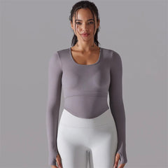 Seamless Yoga Shirts Sports Top Long Sleeve Gym Clothing Running Workout Top