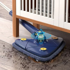 1 mop, 4 cloth triangular mops, household ceiling extendable, hand washable, water absorbing, twisting and cleaning tool