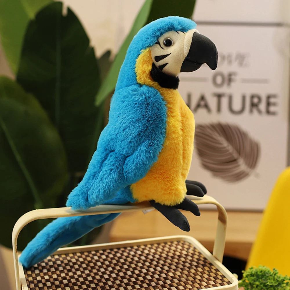 Cartoon Lifelike Parrot Plush Toys Stuffed Macaw Wild Animal Dolls Room Bookshelf Decoration for Kids Boys Birthday Xmas Gifts