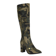 GMQM Fashion Women‘s The Knee Boots New Chunky High Heels Camouflage Army Green Shoes Knee High Boots Pocket Black  Jeans Boots