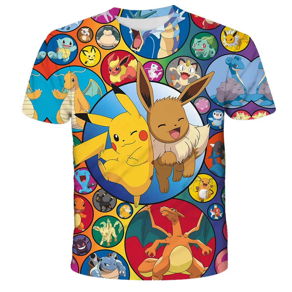 Children T-shirts Kids Tops Pokemon T Shirt Boys Short Sleeve Pikachu Tshirt Girls Clothes Tees Summer Casual Wear Girl T-shirt