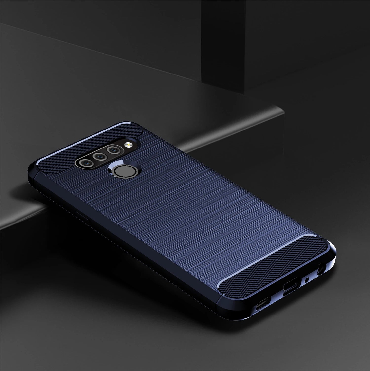 Shockproof Mobile Shell For LG Q60 q92 q61 q62 Luxury Carbon Fiber Phone Cover