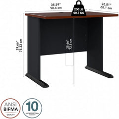 Business Furniture Series A 36W Small Desk in Hansen Cherry and Galaxy, Compact Computer Table