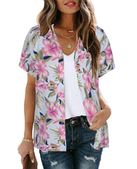 Bohemian Beach Holiday Shirt & Blouse Women Fashion Short Sleeve Button Shirts