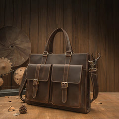 Genuine Leather Handbag For Men Cross body Bag Vintage Cowhide Shoulder Bag Crazy Horse Leather Briefcase