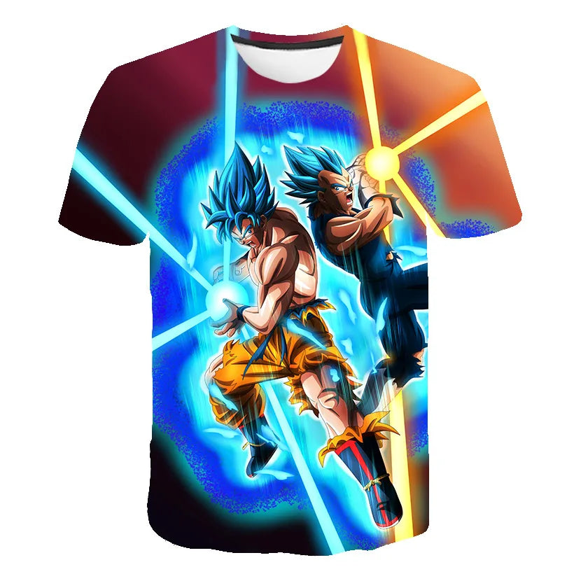 Men's cartoon anime Dragon Ball Z T-shirt for children and boys T-shirt for children's summer short sleeved men's T-shirt