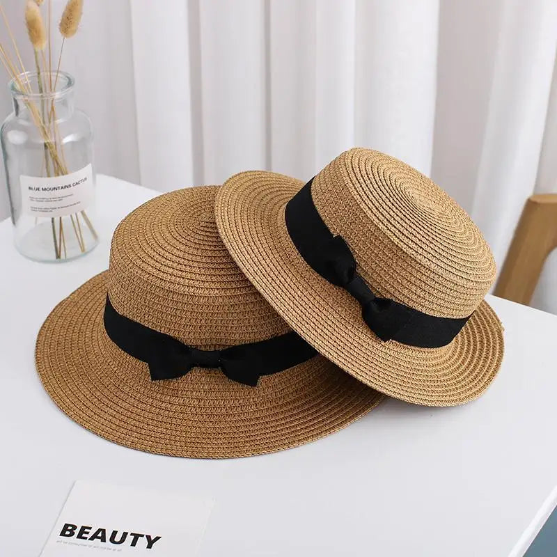 Bucket Cap Women Sun Visor Bowknot Straw Hat