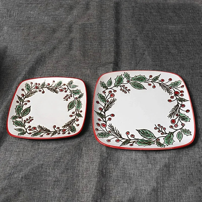 Nordic Ceramic Picnic Plate Hand-painted Pumpkin Dinner Plates