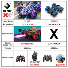 2.4G Glove Gesture Radio Remote Control Spray Stunt Car 4WD Electric Children Toys